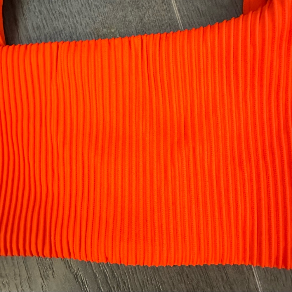 Orange Ribbed Bikini Top - - Picture 8 of 9